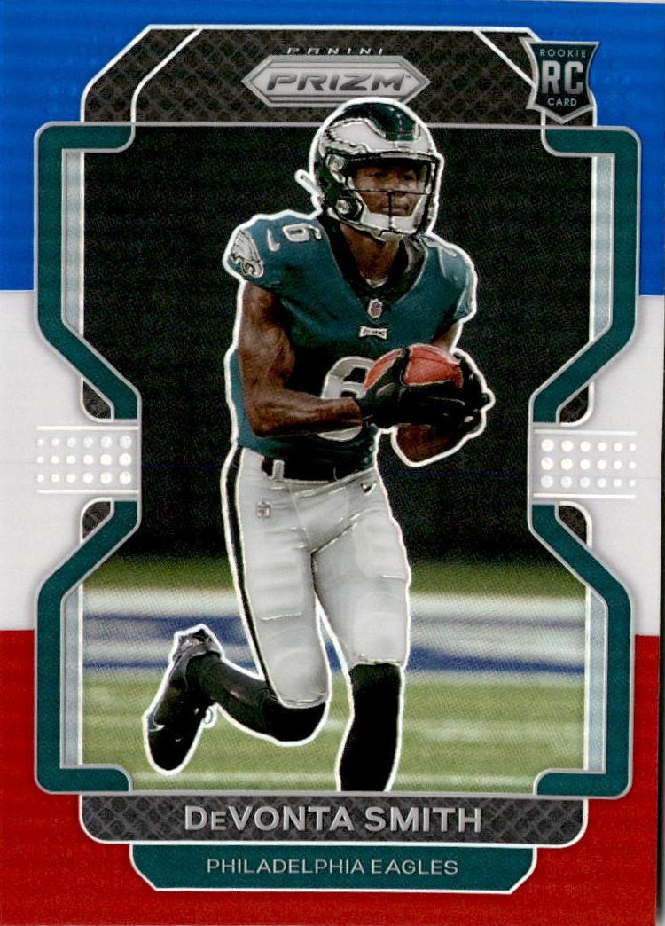 2021 Panini Prizm Football Red White Blue DeVonta Smith #335 PSA 10