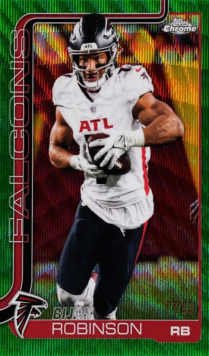 2025 Topps Chrome Football Green Wave Refractor Bijan Robinson #16