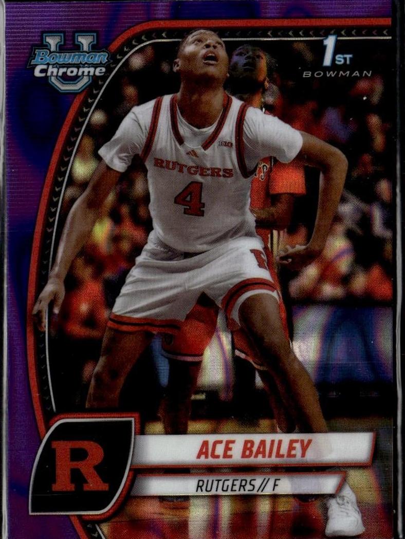 2024 Bowman Chrome University Basketball Purple Lava Refractor Ace Bailey #1 PSA 9
