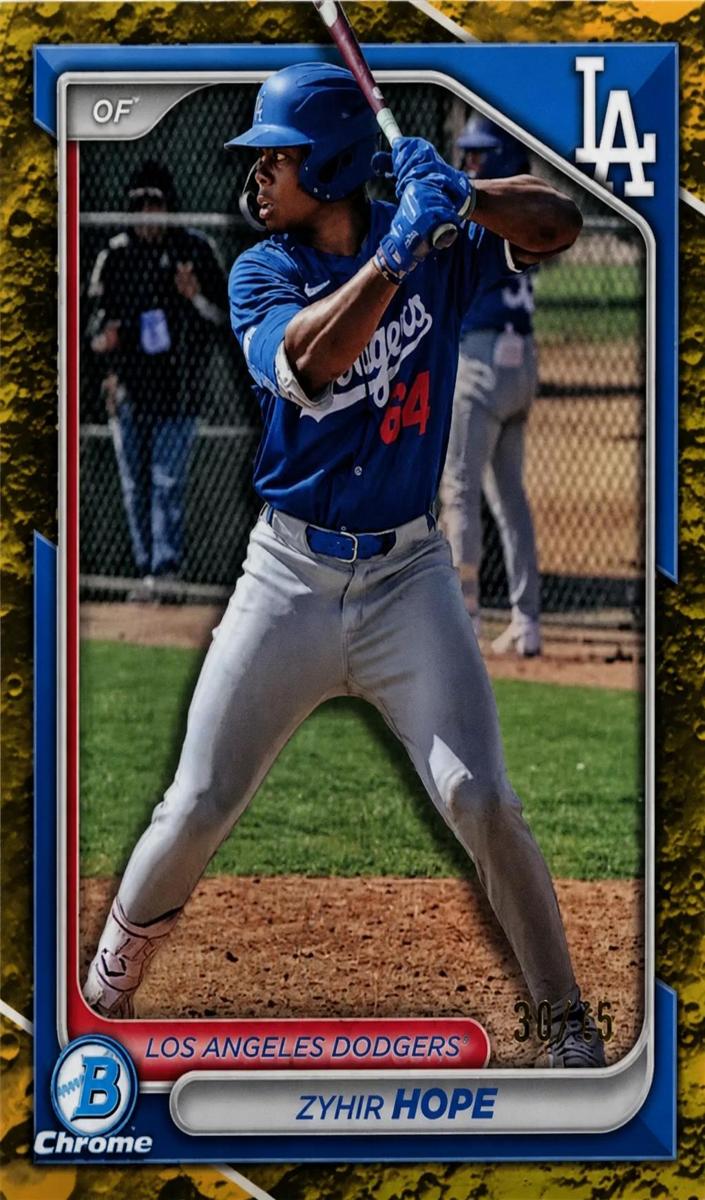 2024 Bowman Draft Chrome Baseball Yellow Lunar Refractor Zyhir Hope #BDC-139