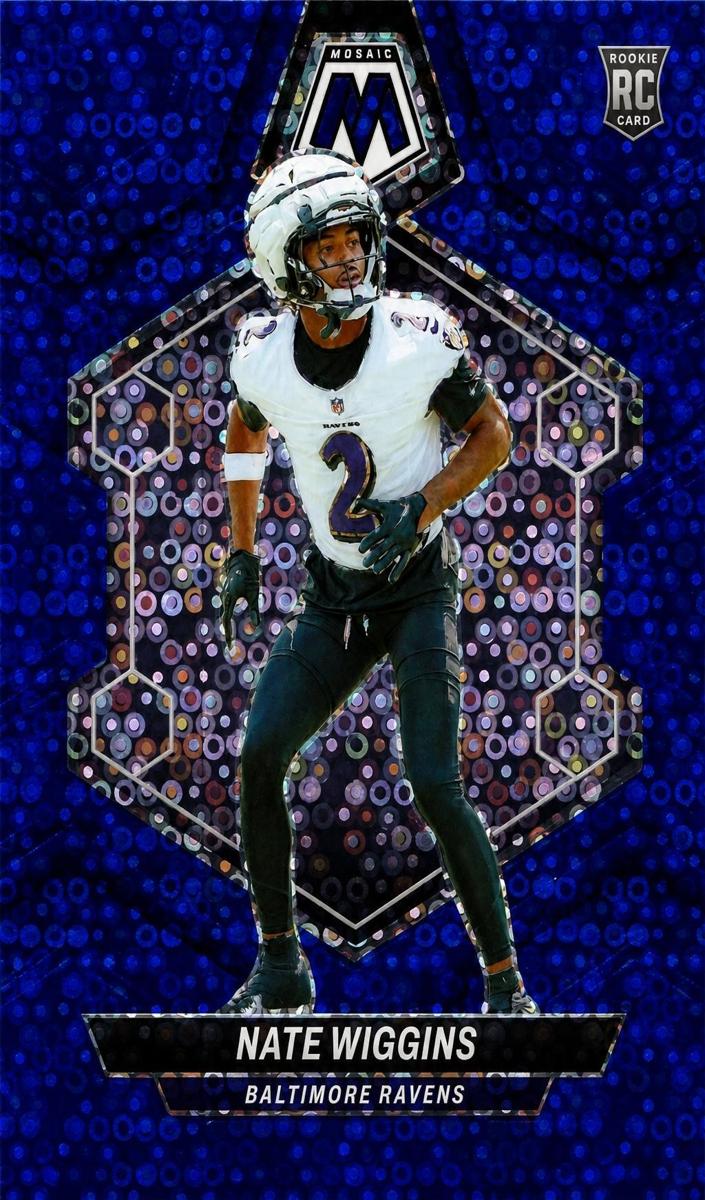 2024 Panini Mosaic Football No Huddle Blue Nate Wiggins #330