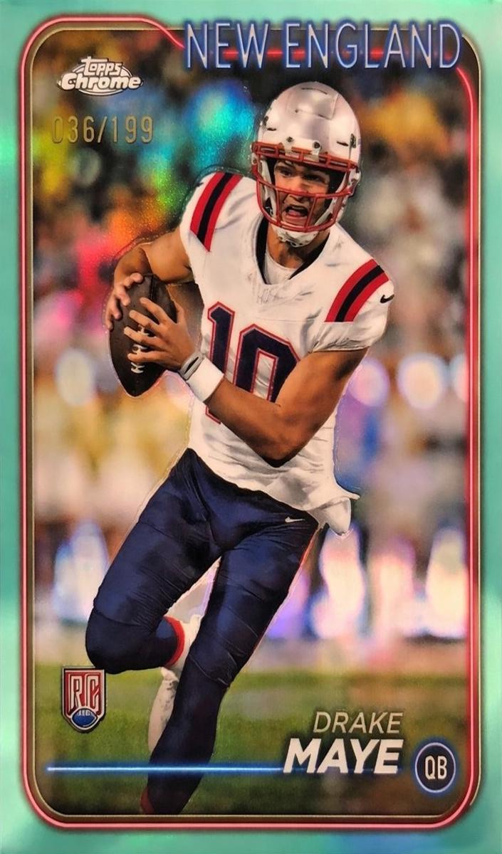 2024 Topps Chrome Football Aqua Refractor Drake Maye #203