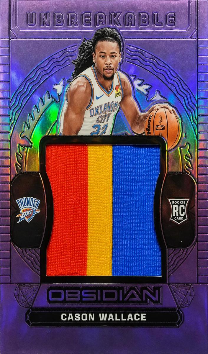 2023 Panini Obsidian Basketball Purple Flood Cason Wallace #UM-CAS PSA 8.5