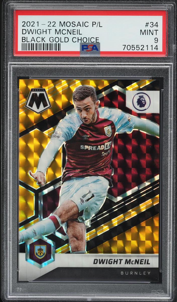 2021 Panini Mosaic Premier League Soccer Gold Dwight McNeil #34 PSA 9