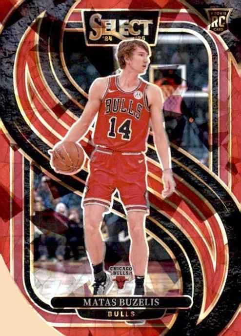 2024 Panini Select Basketball Red Cracked Ice Matas Buzelis #70 PSA 9