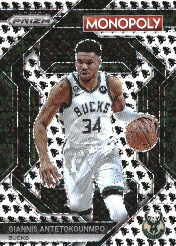 2023 Panini Prizm Monopoly Basketball Monopoly Man Black and White Giannis Antetokounmpo #PS5