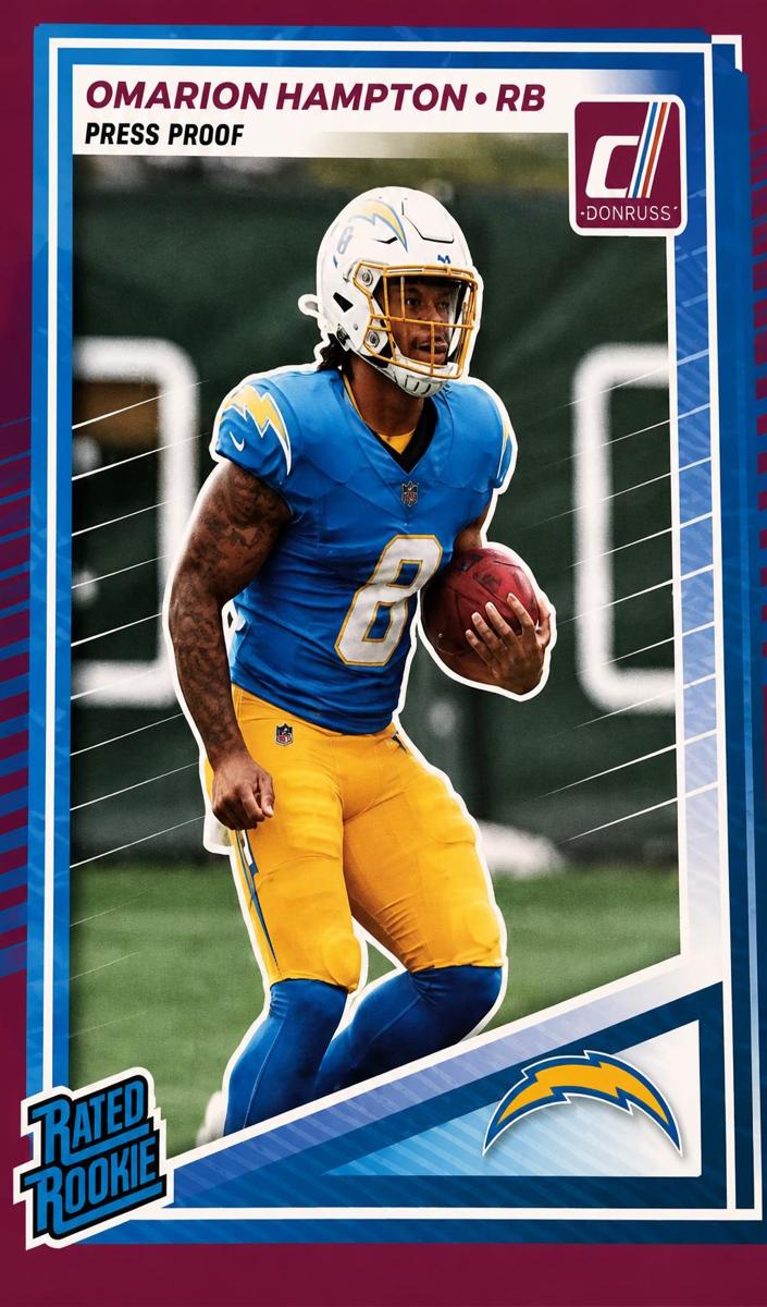 2025 Panini Donruss Football Press Proof Purple Omarion Hampton #303