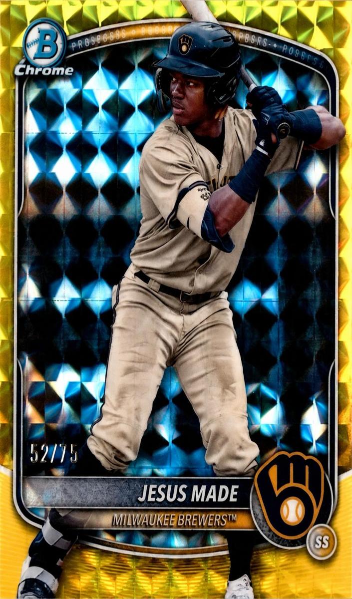 2025 Bowman Chrome Prospects Baseball Yellow Geometric Refractor Jesus Made #BCP-245