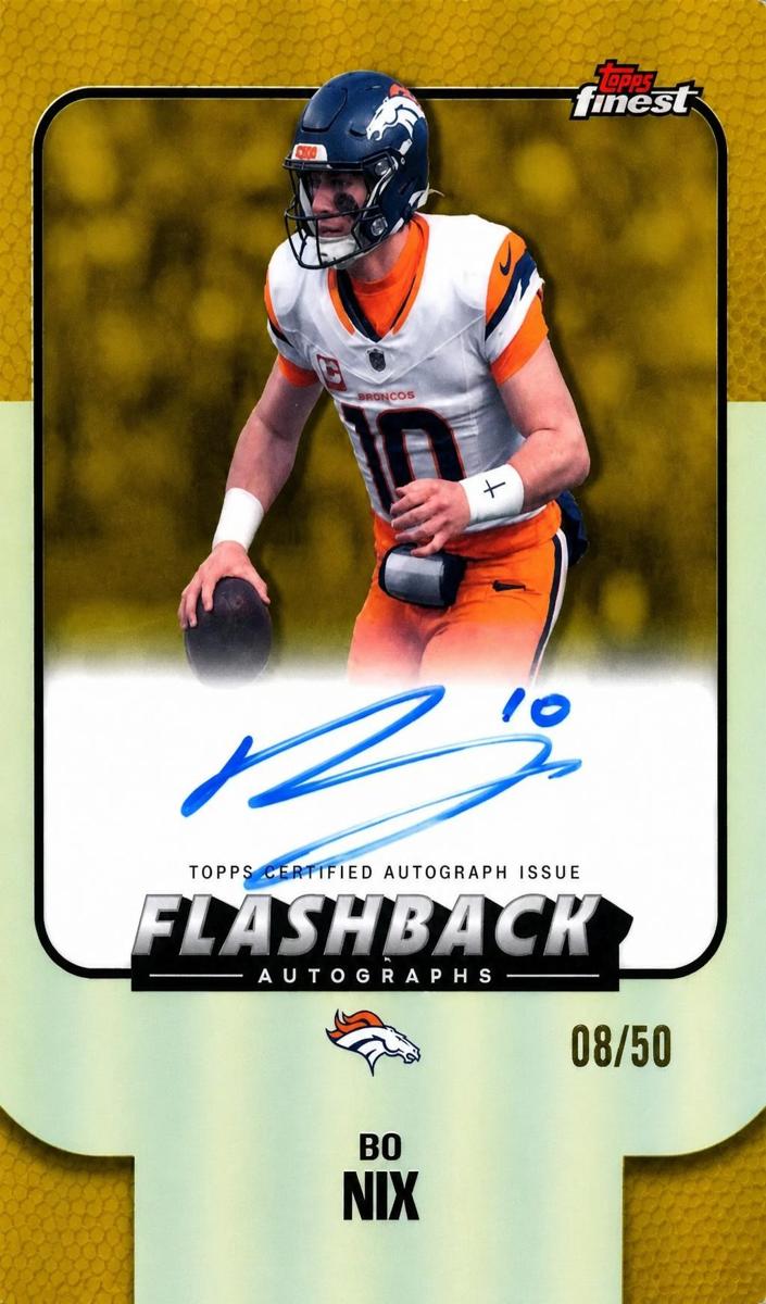 2025 Topps Finest Football Gold Refractor Bo Nix #FBA-BN