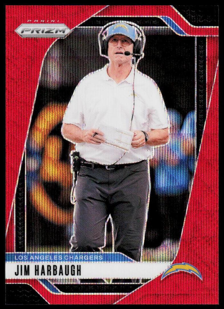 2024 Panini Prizm Football Red Wave Jim Harbaugh #163 PSA 8.5