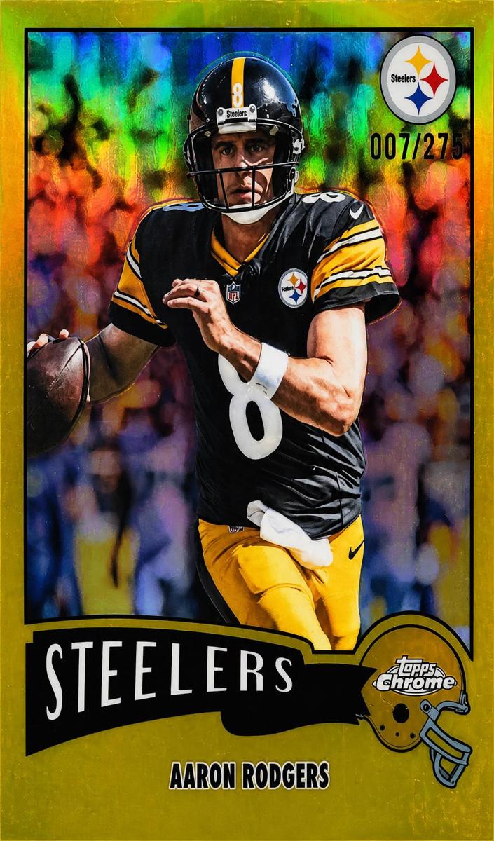 2025 Topps Chrome Football Yellow Refractor Aaron Rodgers #1975-28