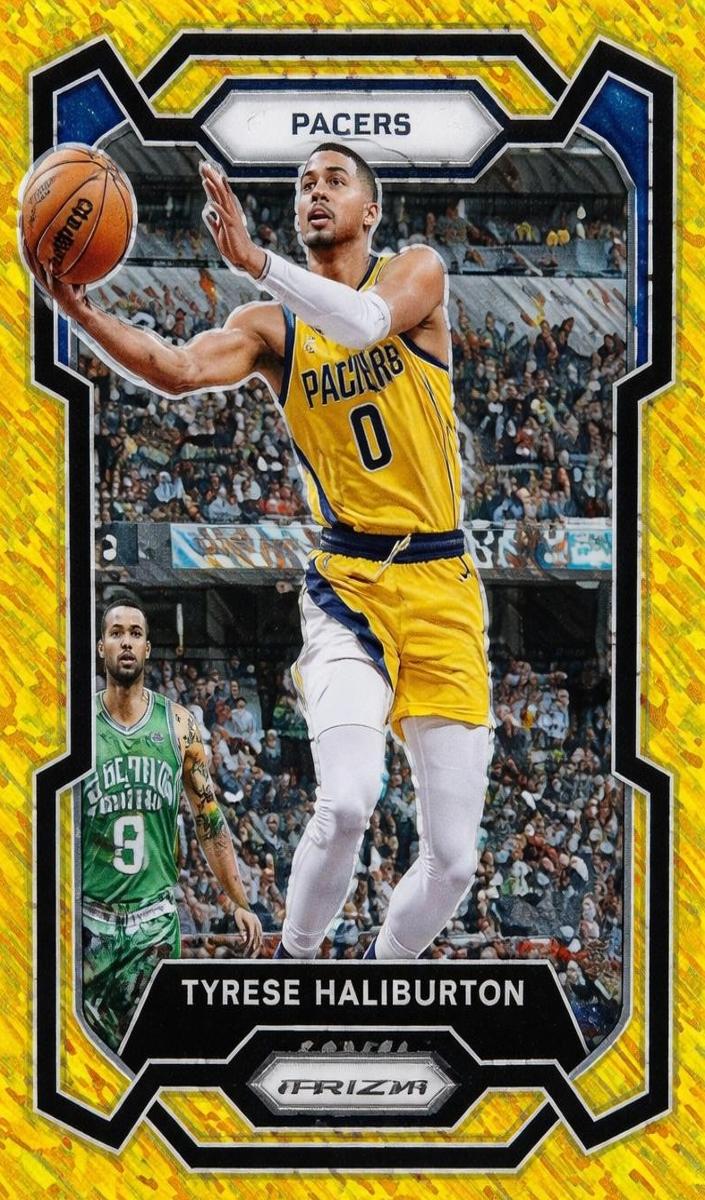 2023 Panini Prizm Basketball Gold Shimmer FOTL Tyrese Haliburton #102 PSA 10