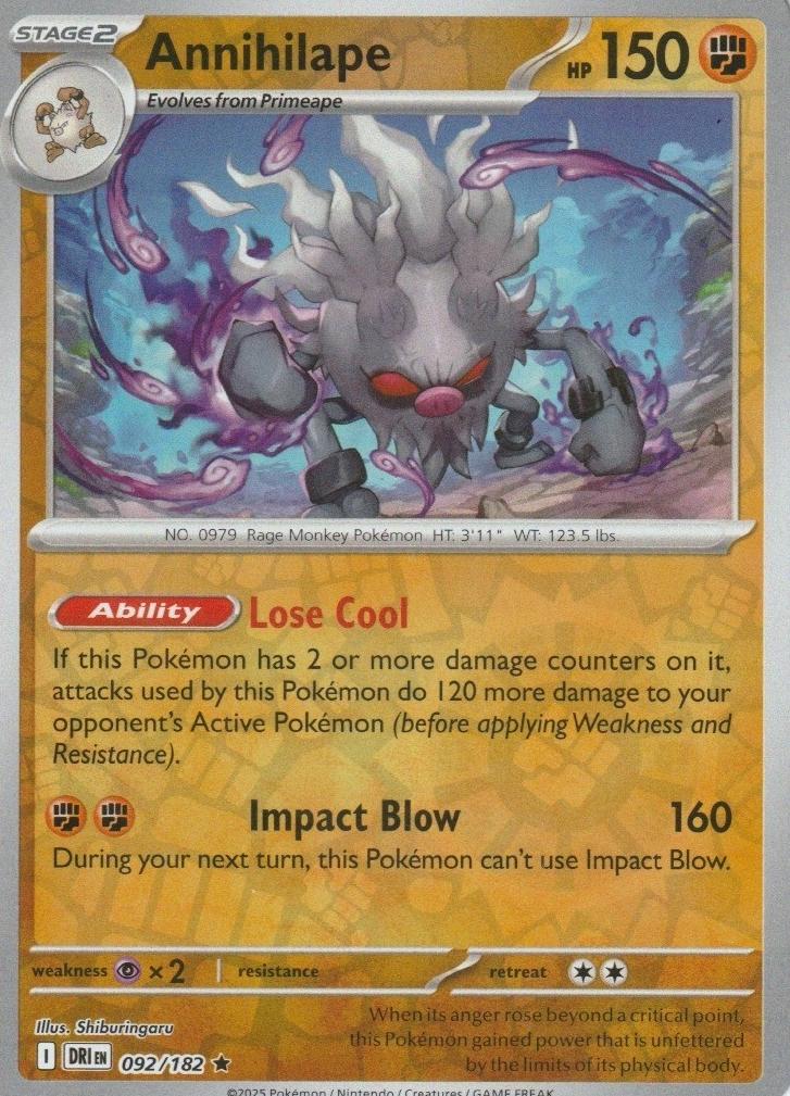 2025 Pokemon Scarlet & Violet Destined Rivals Reverse Holo Annihilape #92