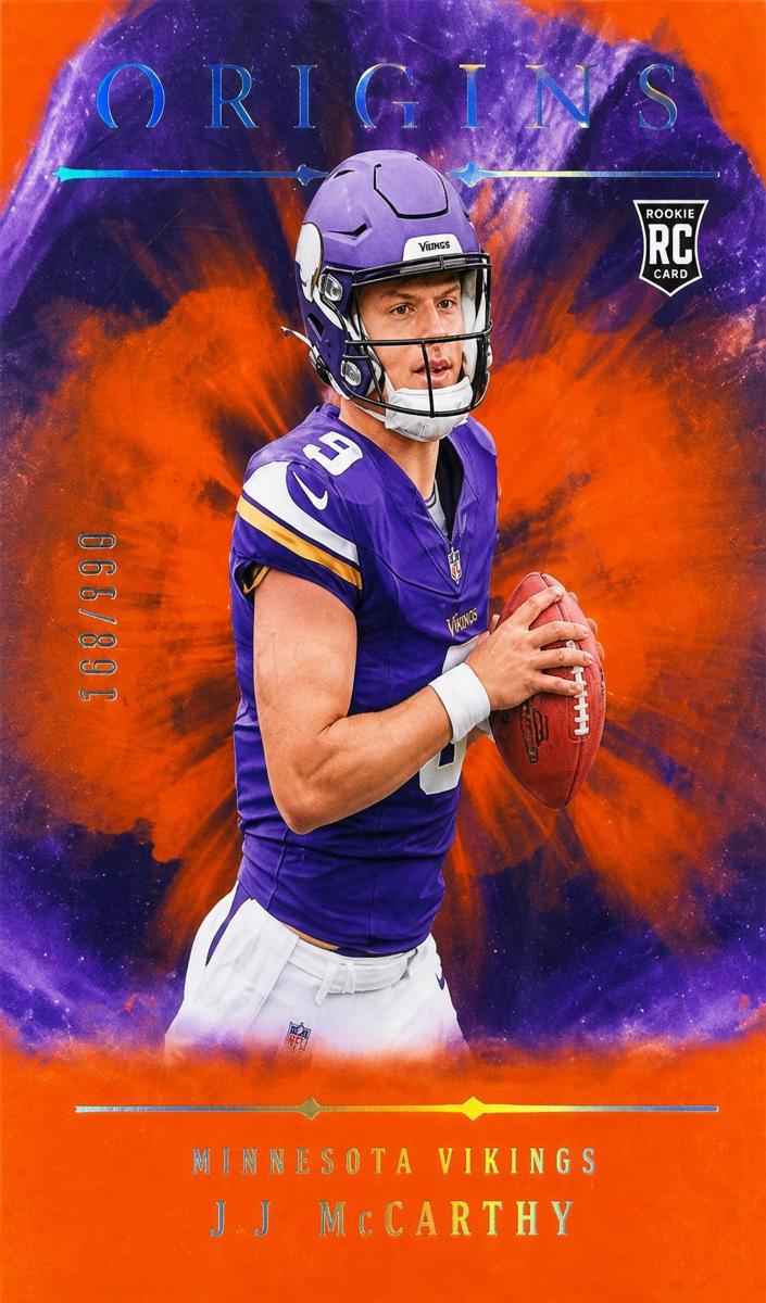 2024 Panini Origins Football Orange J.J. McCarthy #103 PSA 8.5