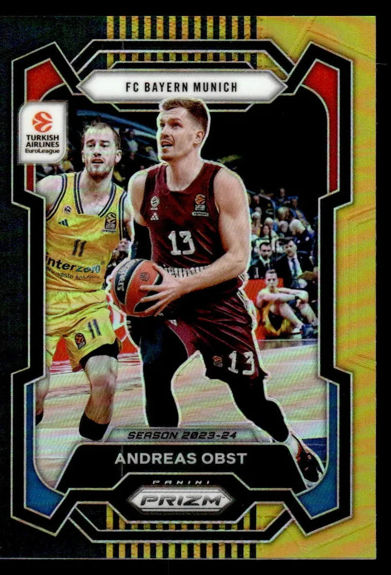 2023 Panini Prizm Turkish Airlines EuroLeague Basketball Black Gold Andreas Obst #158
