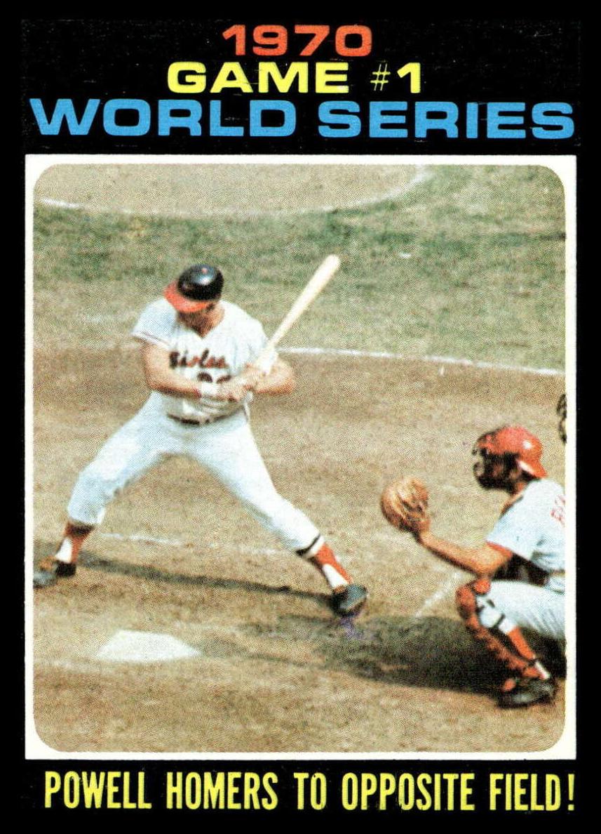 1971 Topps Baseball Powell Homers To Opposite Field! World Series Game 1 #327
