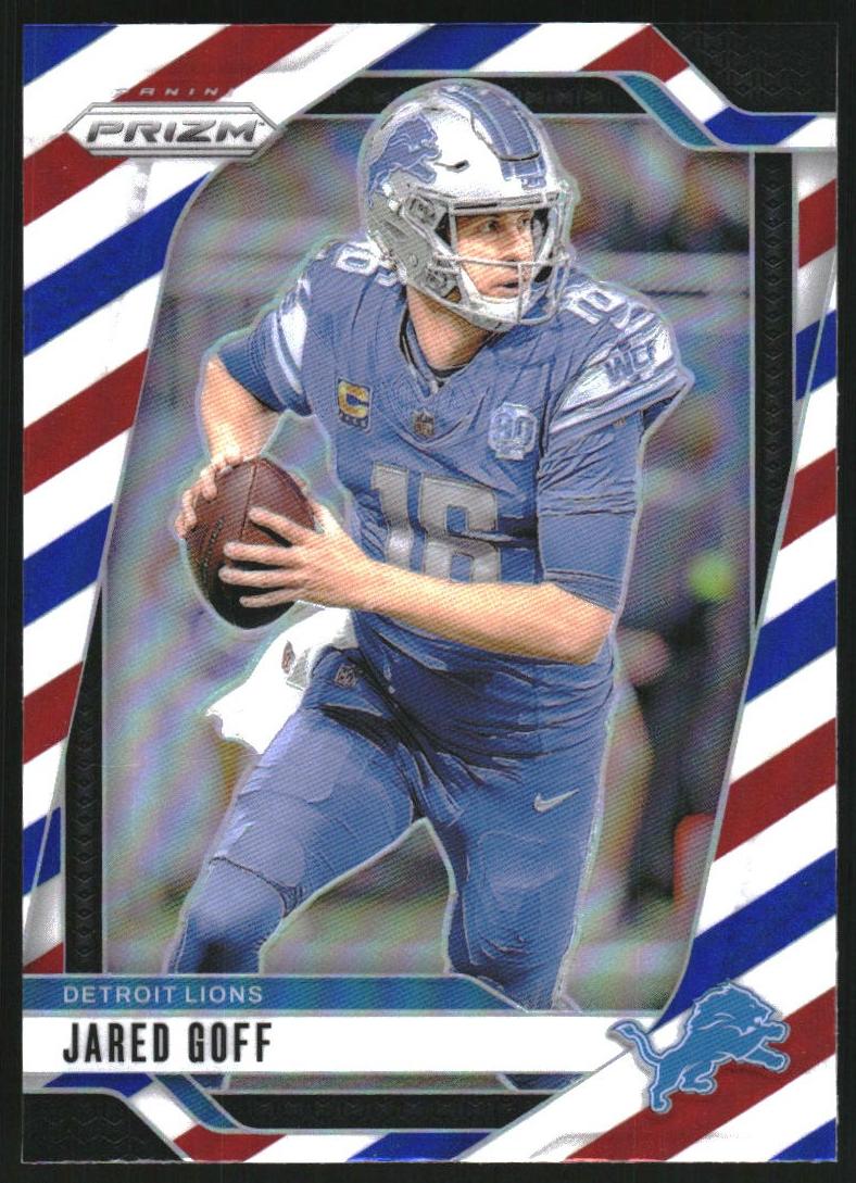 2024 Panini Prizm Football Red White and Blue Jared Goff #92