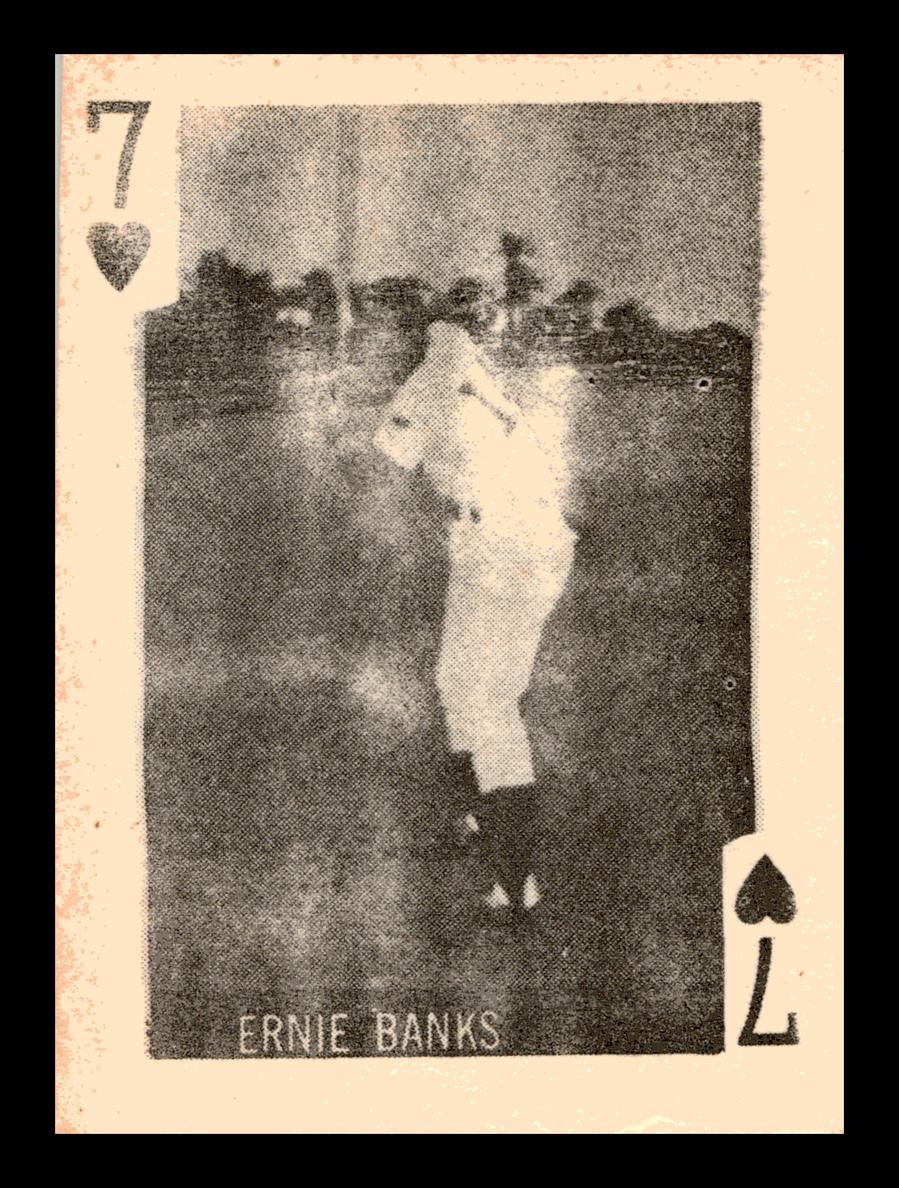1969 Globe Imports Playing Cards Baseball 7 of Hearts Ernie Banks #NNO