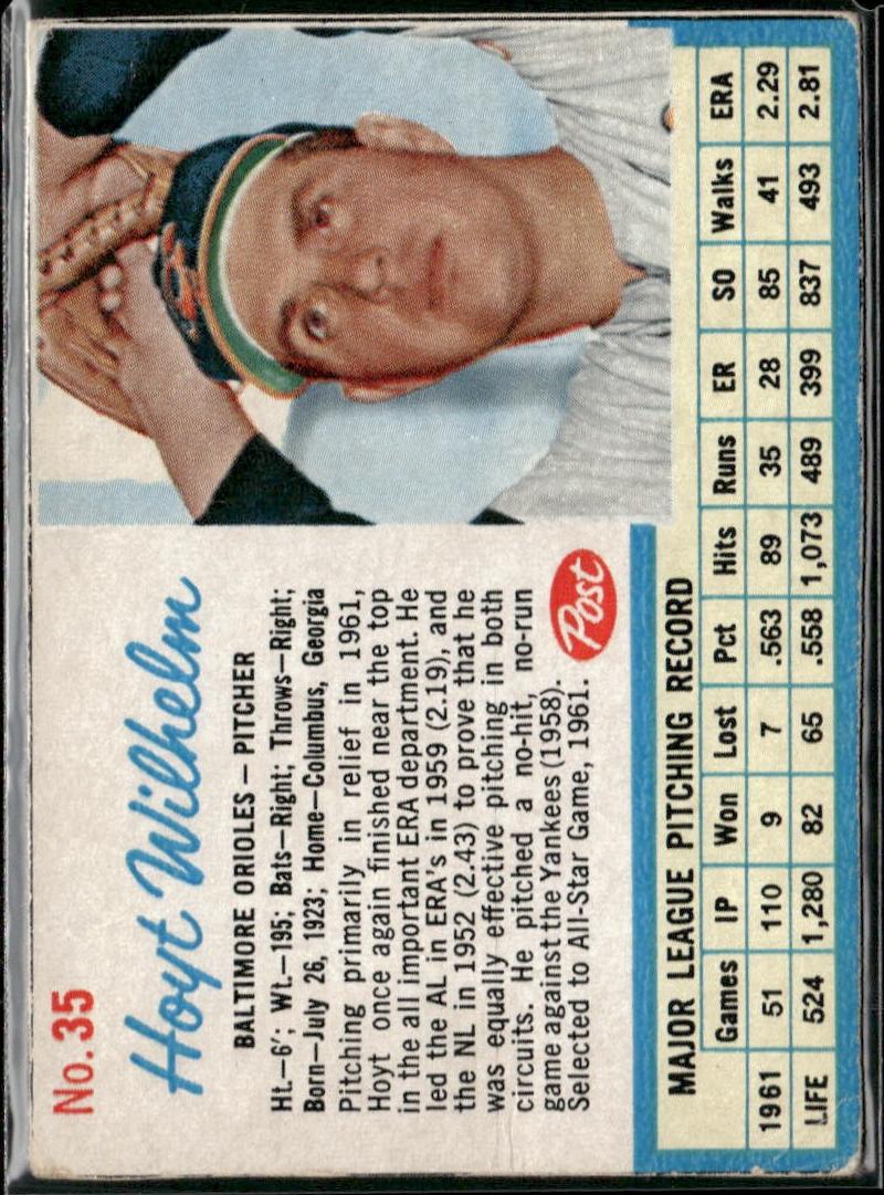 1962 Post Cereal Baseball Hoyt Wilhelm #35 PSA 7