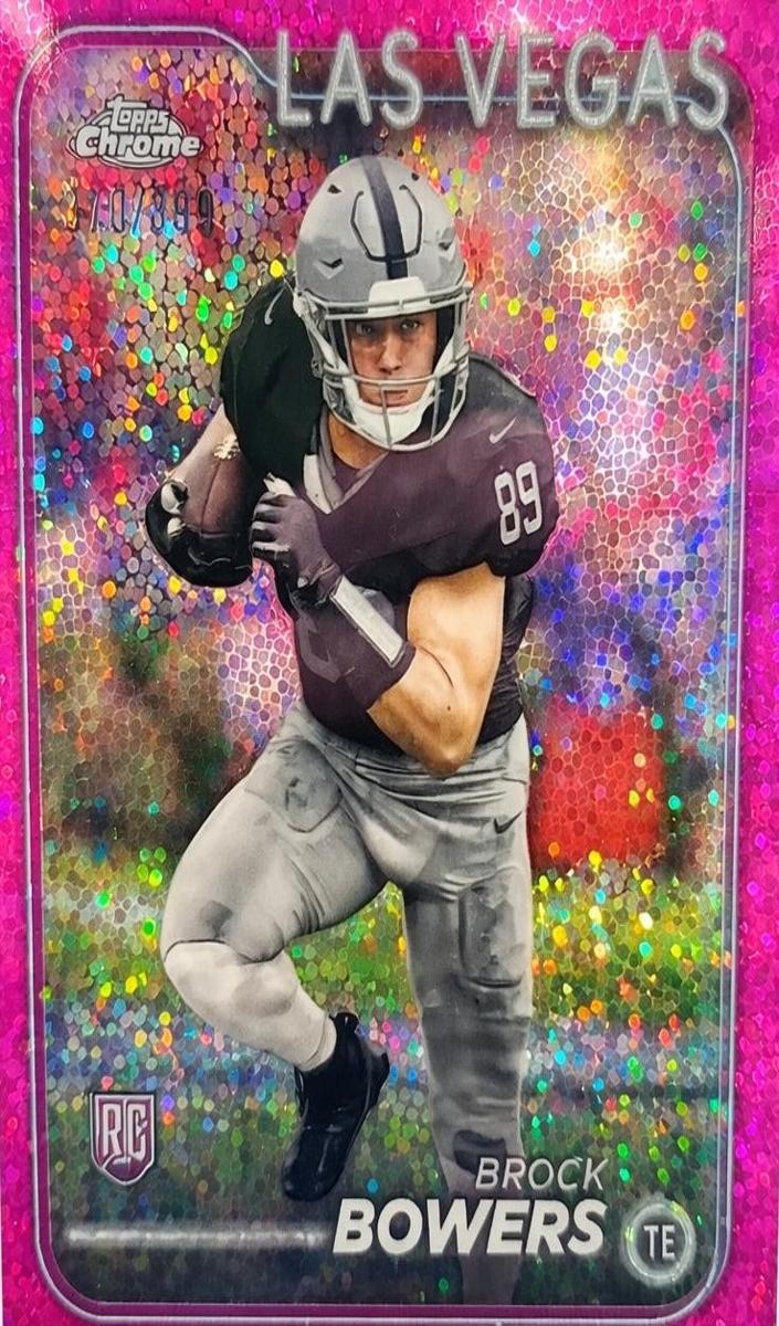 2024 Topps Chrome Football Magenta Speckle Refractor Brock Bowers #207 PSA 10