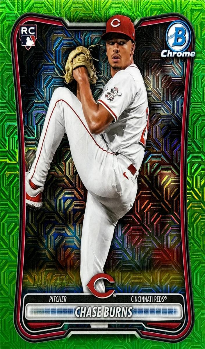 2026 Bowman Mega Box Baseball Neon Green Mojo Refractor Chase Burns #3