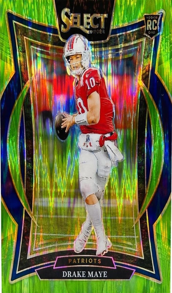 2024 Panini Select Football Neon Green Prizm Shock Drake Maye #27 PSA 9