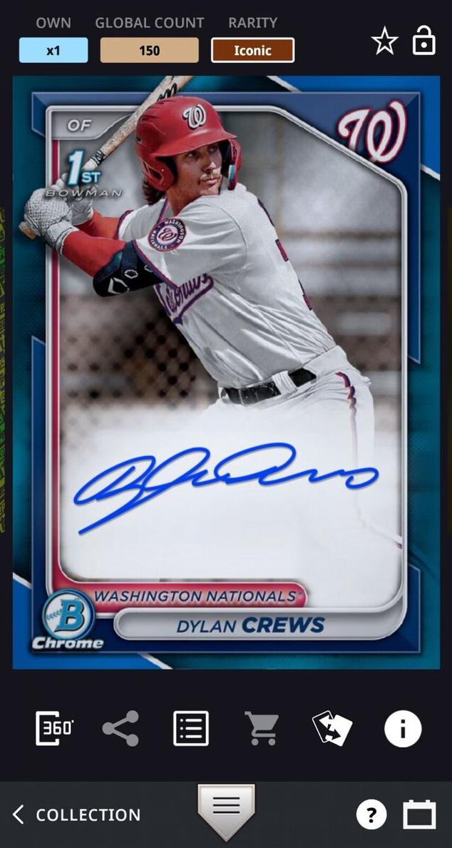 2024 Bowman Chrome Prospects Baseball Blue Dylan Crews #BCP-193 PSA 9