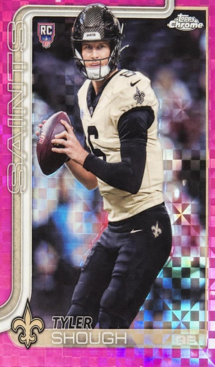 2025 Topps Chrome Football Hot Pink X-Fractor Tyler Shough #398 RAW Ungraded