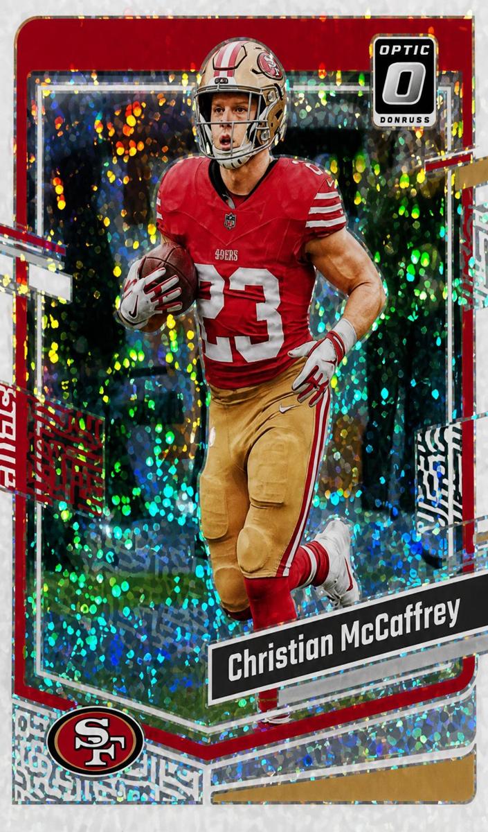 2023 Donruss Optic Football White Sparkle Christian McCaffrey #169 PSA 9