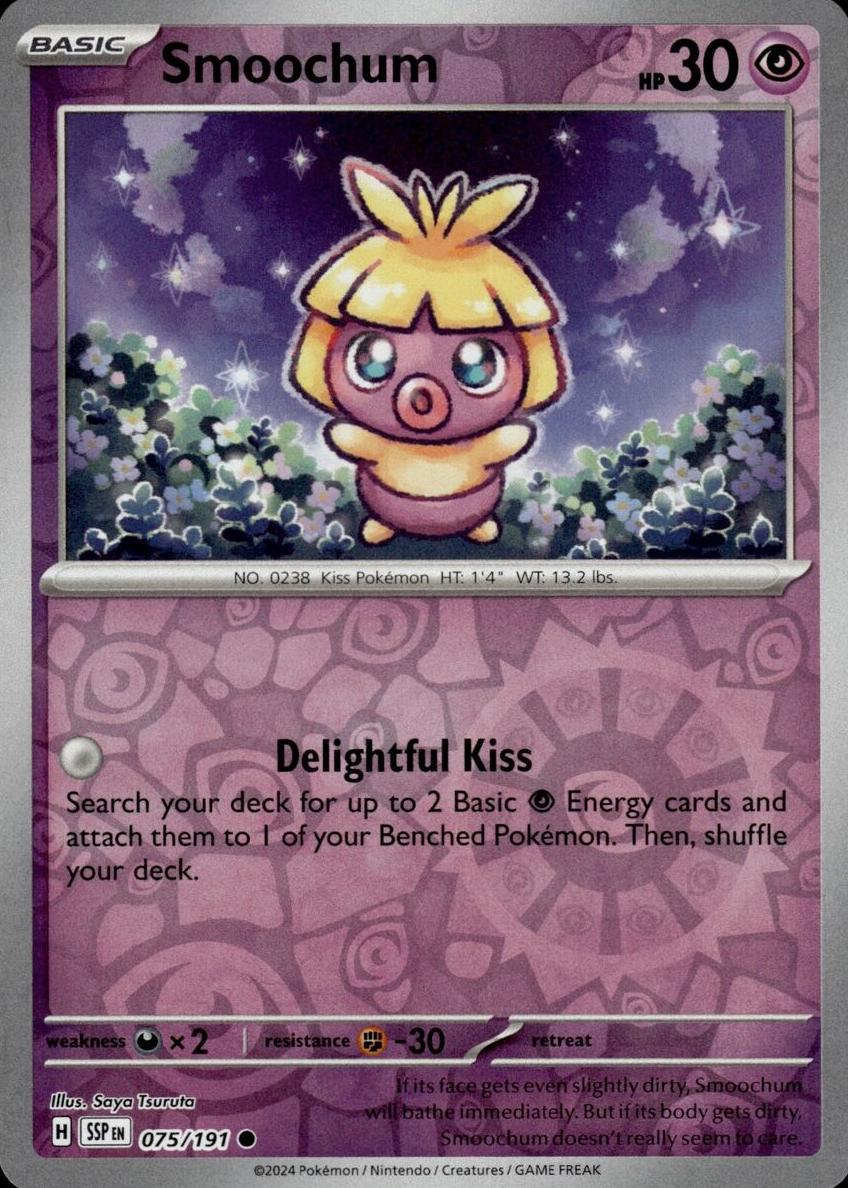 2024 Pokemon Scarlet & Violet Surging Sparks Reverse Holo Smoochum #75