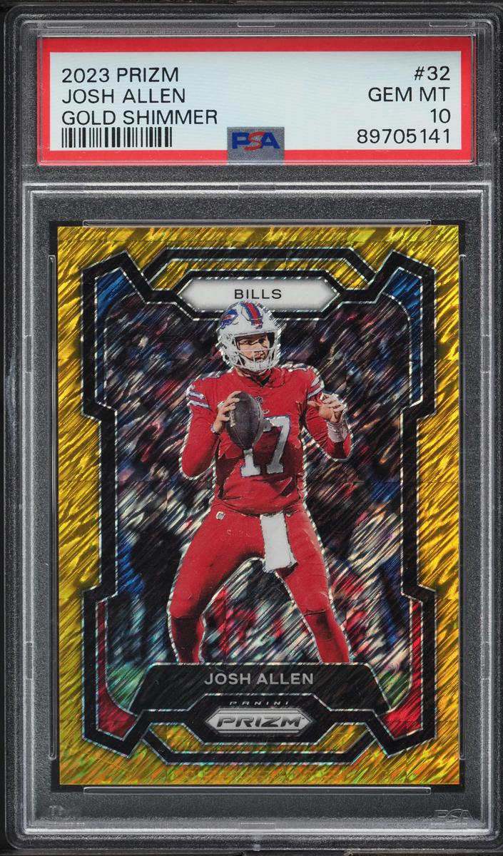 2023 Panini Prizm Football Gold Shimmer Josh Allen #32 PSA 8