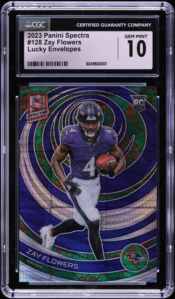 2023 Panini Spectra Football Lucky Envelopes Zay Flowers #128 CGC 10