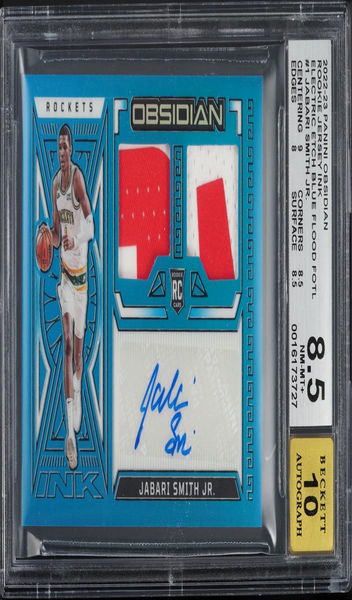 2022 Panini Obsidian Basketball Electric Etch Blue Flood FOTL Jabari Smith Jr. #RJI-HJS PSA 8.5