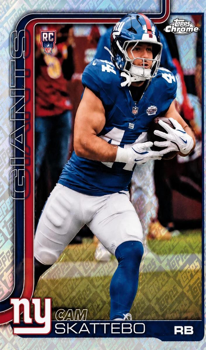 2025 Topps Chrome Football Topps Logo Refractor Cam Skattebo #331