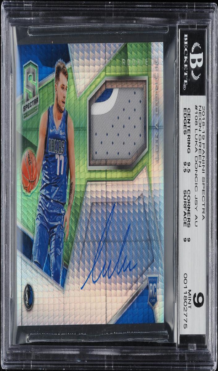 2018 Panini Spectra Basketball Neon Green Luka Doncic #108 BGS 8.5