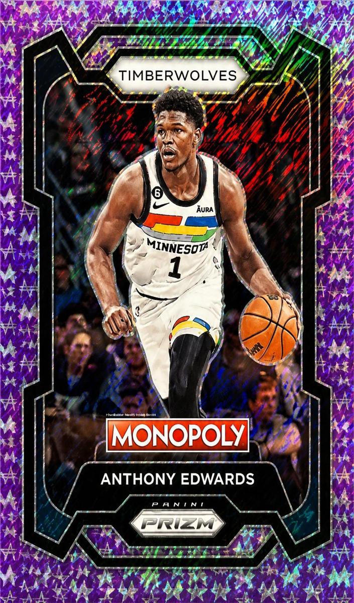 2023 Panini Prizm Monopoly Basketball Purple Millionaire Shimmer Anthony Edwards #52