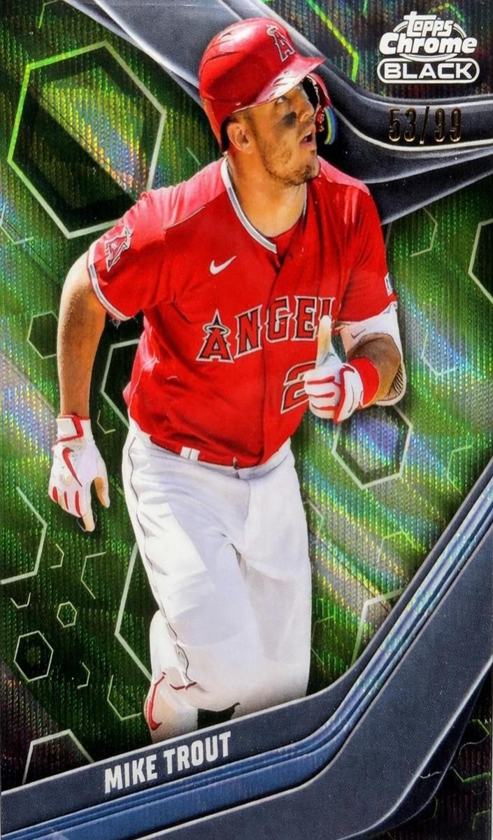 2023 Topps Chrome Black Baseball Green Wave Mike Trout #100