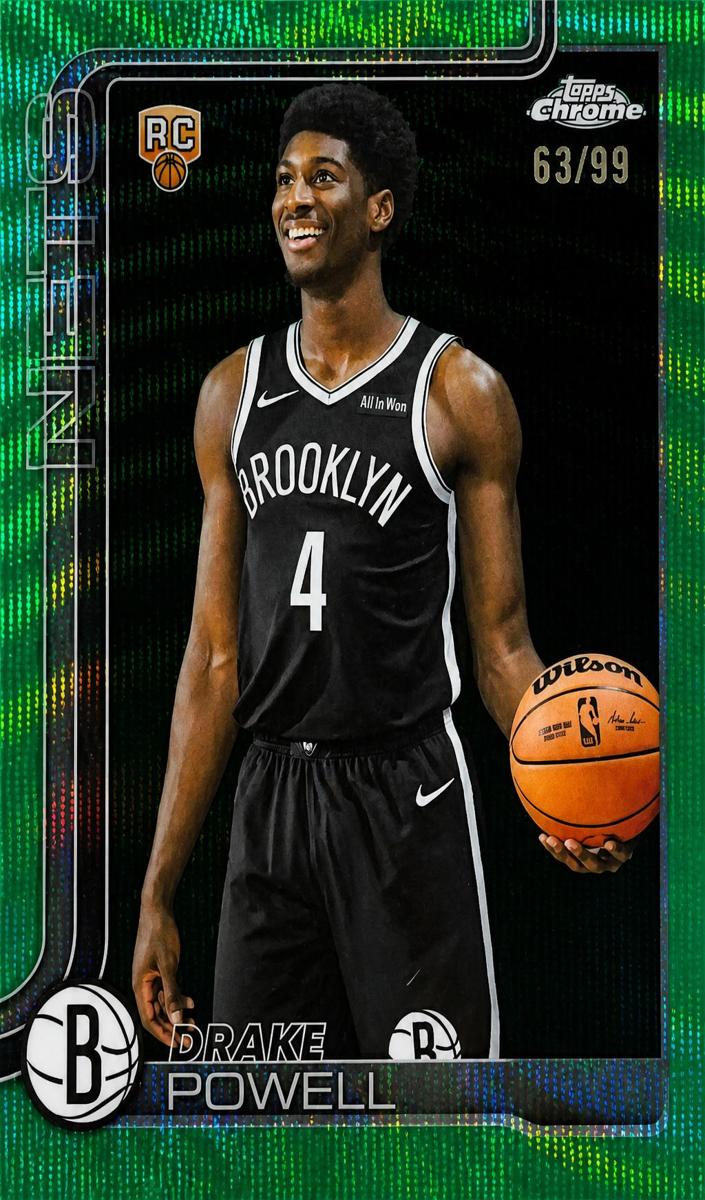 2025 Topps Chrome Basketball Green Wave Refractor Drake Powell #272