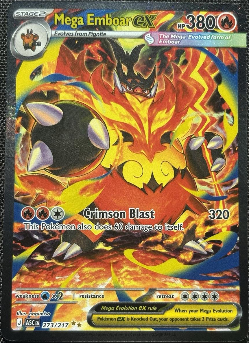 2026 Pokemon Mega Evolution Ascended Heroes Mega Emboar EX #273 RAW Ungraded