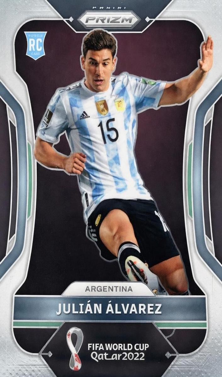 2022 Panini Prizm FIFA World Cup Qatar Soccer Silver Julian Alvarez #4 PSA 9