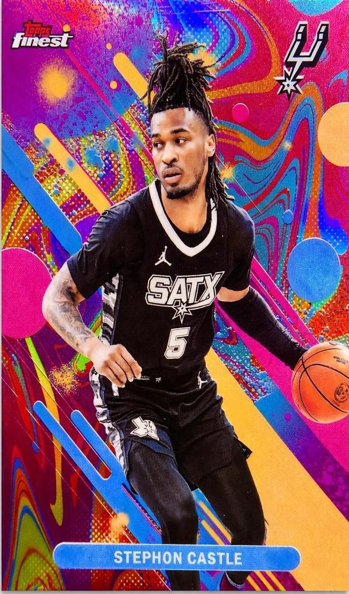 2025 Topps Finest Basketball Oil Spill Refractor Stephon Castle #100