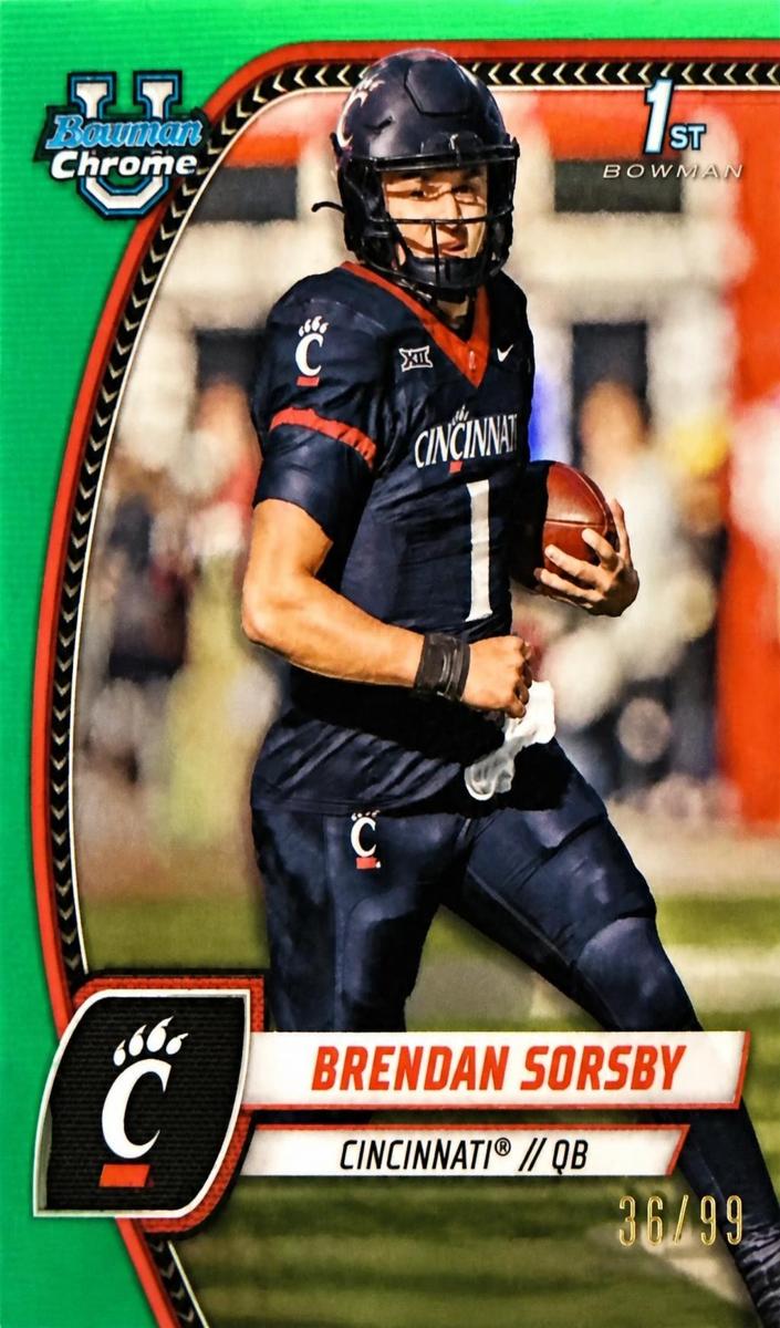 2024 Bowman Chrome University Football Green Refractor Brendan Sorsby #26