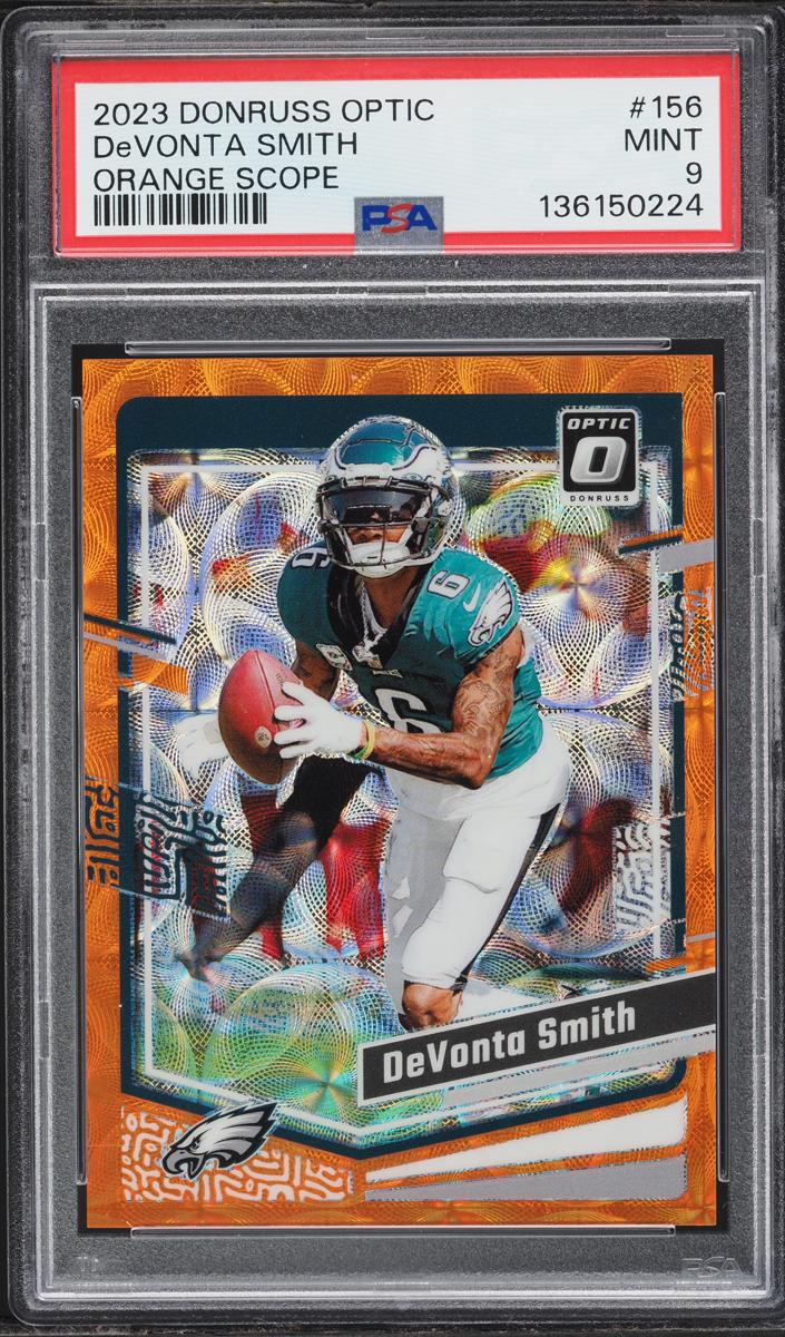 2023 Donruss Optic Football Orange Scope DeVonta Smith #156 PSA 8.5