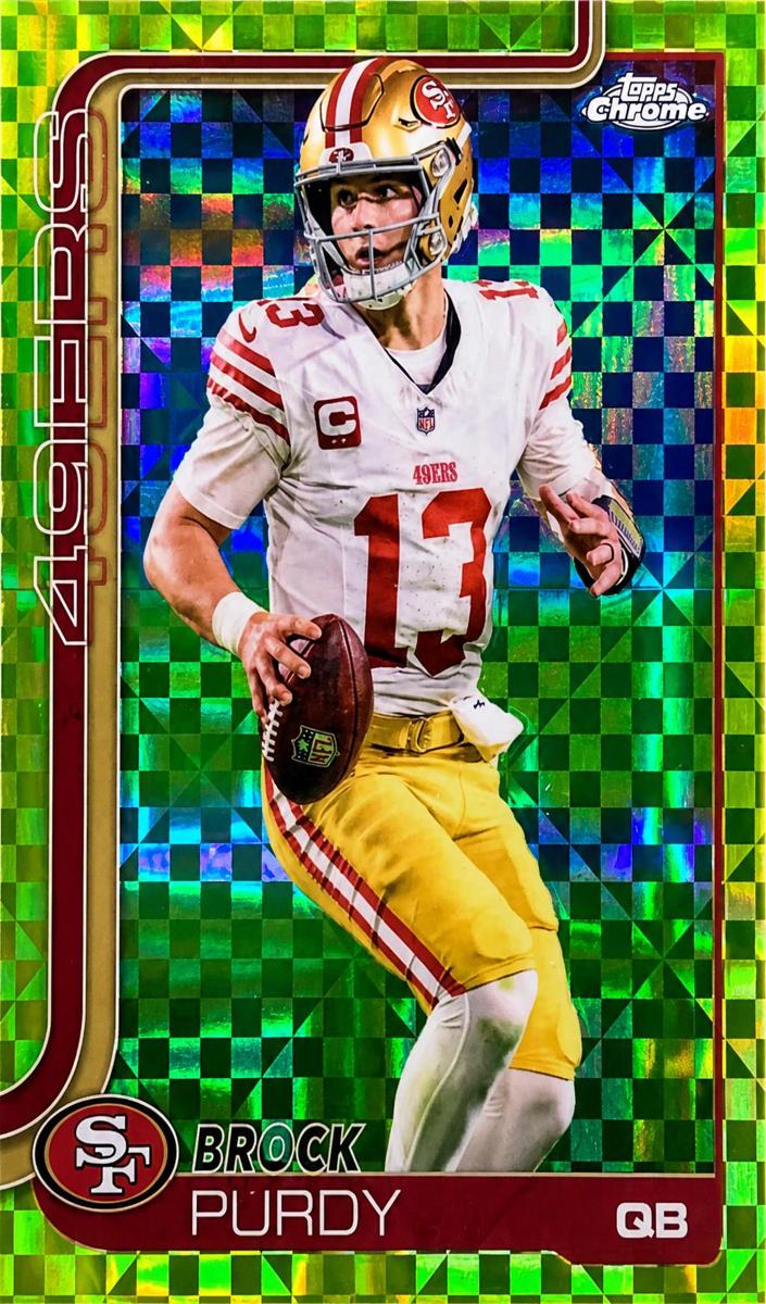 2025 Topps Chrome Football Lime Green X-Fractor Brock Purdy #262