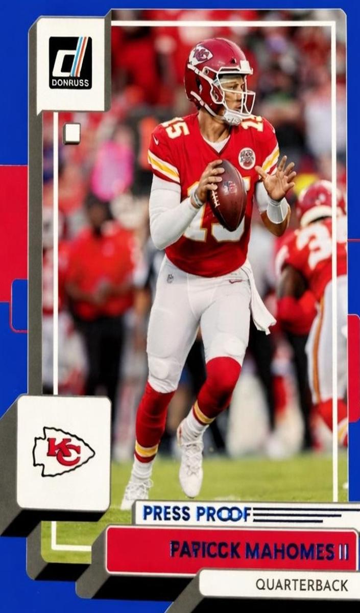 2022 Panini Donruss Football Press Proof Blue Patrick Mahomes II #275 PSA 8