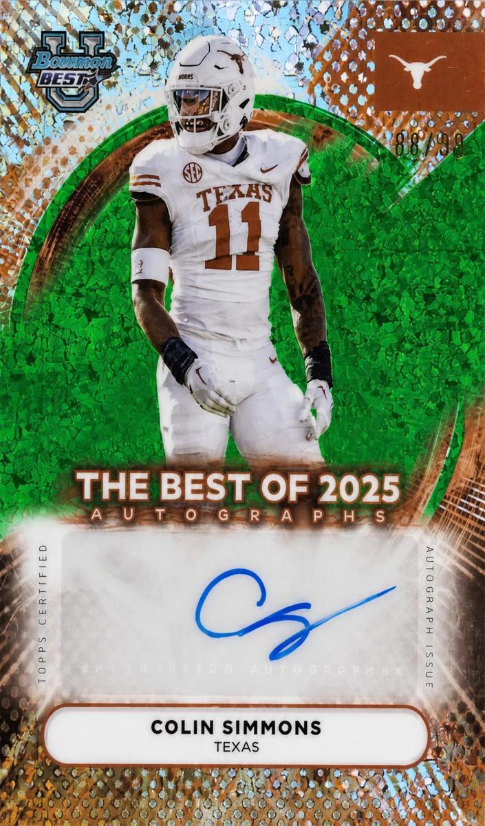 2025 Bowman Best University Football Green Mini-Diamond Refractor Colin Simmons #BOA-CS