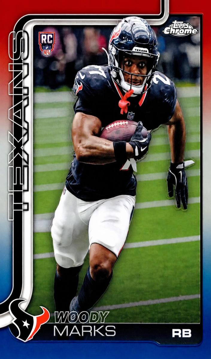 2025 Topps Chrome Football Red White and Blue Refractor Woody Marks #372