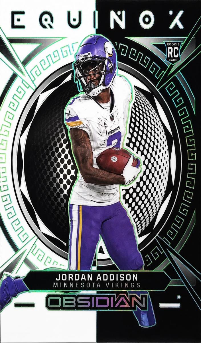 2023 Panini Obsidian Football Electric Etch Green Jordan Addison #17 PSA 8.5
