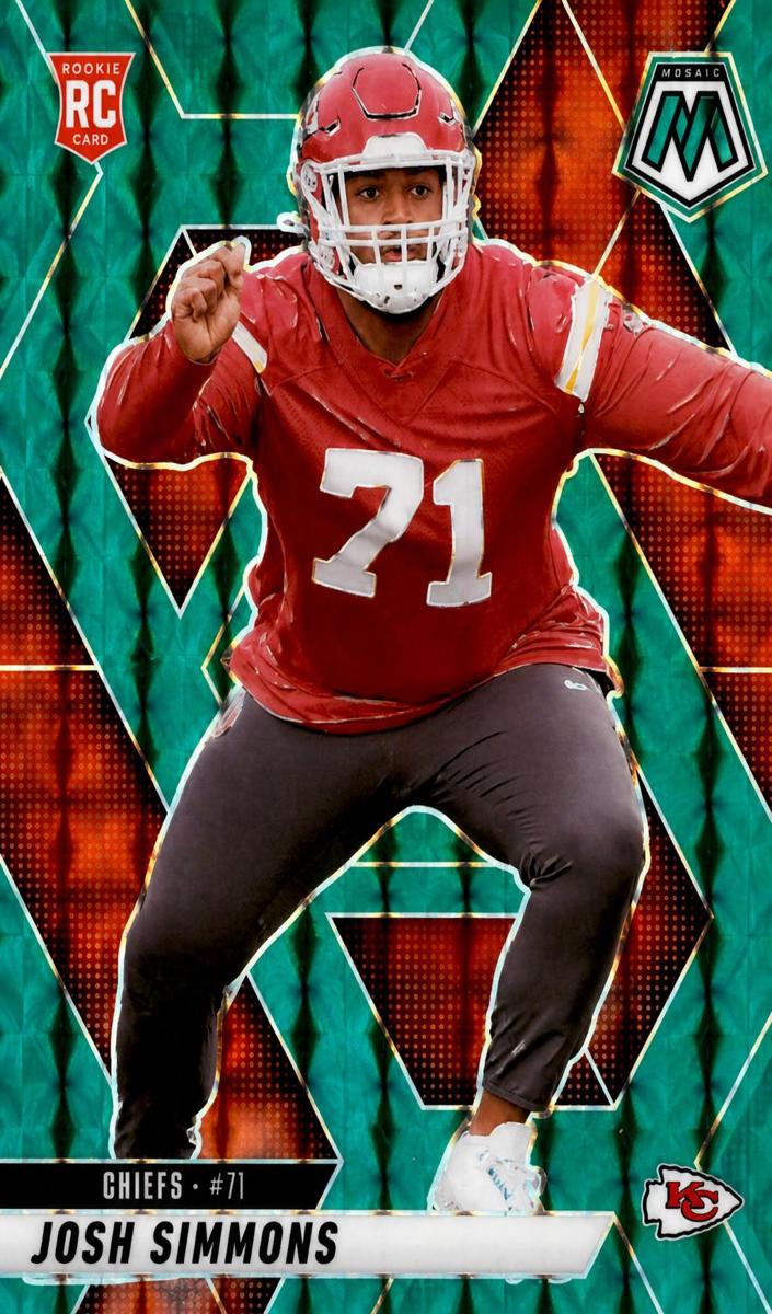 2025 Panini Mosaic Football Choice Red and Green Josh Simmons #398