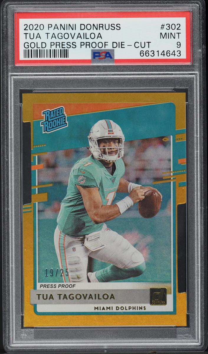 2020 Panini Donruss Football Press Proof Gold Tua Tagovailoa #302